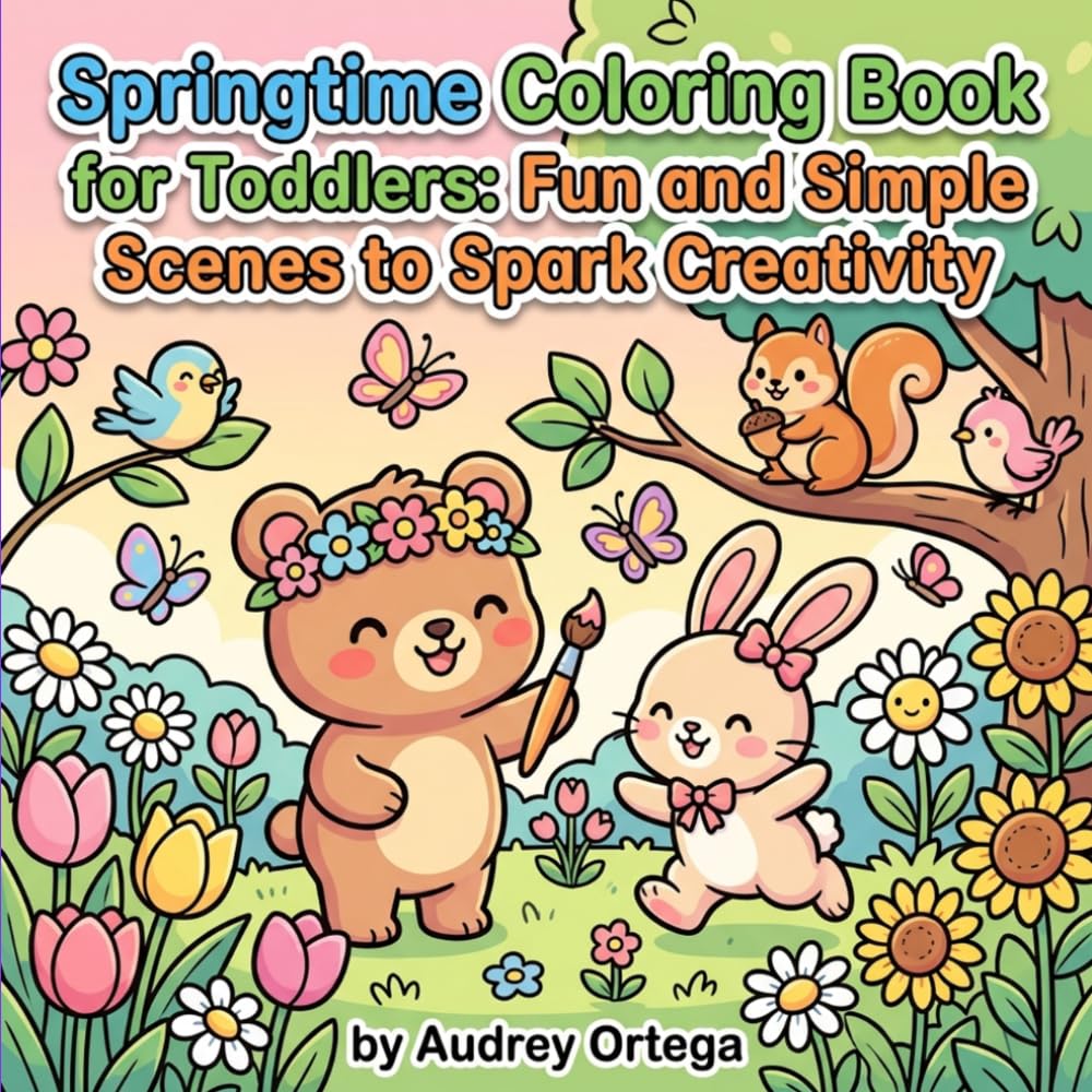 Springtime Coloring Book for Toddlers: Fun and Simple Scenes to Spark Creativity: Ages 2-6 Activity Book with Playful Spring Designs - Sunflowers, Rainbows, Baby Ducks & More