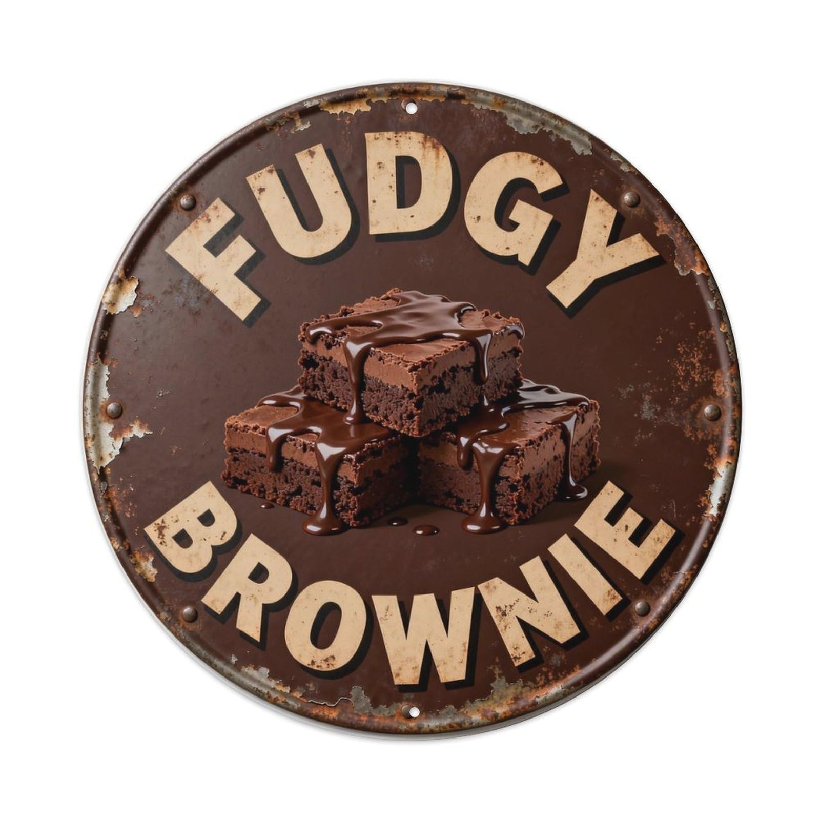 Fudgy Brownie Metal Tin Sign Plaque