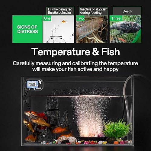 Miniatura 4 de VIVOSUN Termómetro digital LCD para acuario, tanque de peces, temperatura de terrario de agua con ventosa para tortuga, paquete de 1