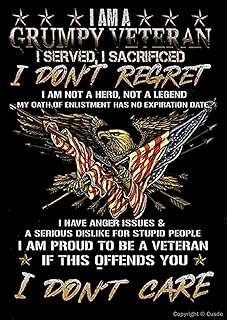 Veterans Day Decorations I Am Grumpy Veteran I Served I Sacrificed Eagle American Flag Retro Metal Tin Sign Wall Decorative Signs For Wall Decor 8x12 Inch