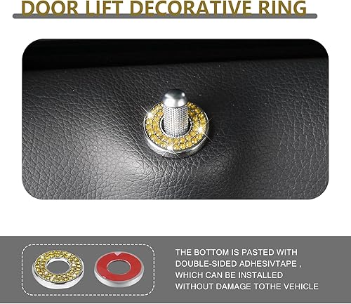 Miniatura 5 de Sodcay Pack-4 fundas para cerradura de puerta de automóvil, adornos de diamantes de imitación, calcomanías de cristal, tapa de perno de puerta,