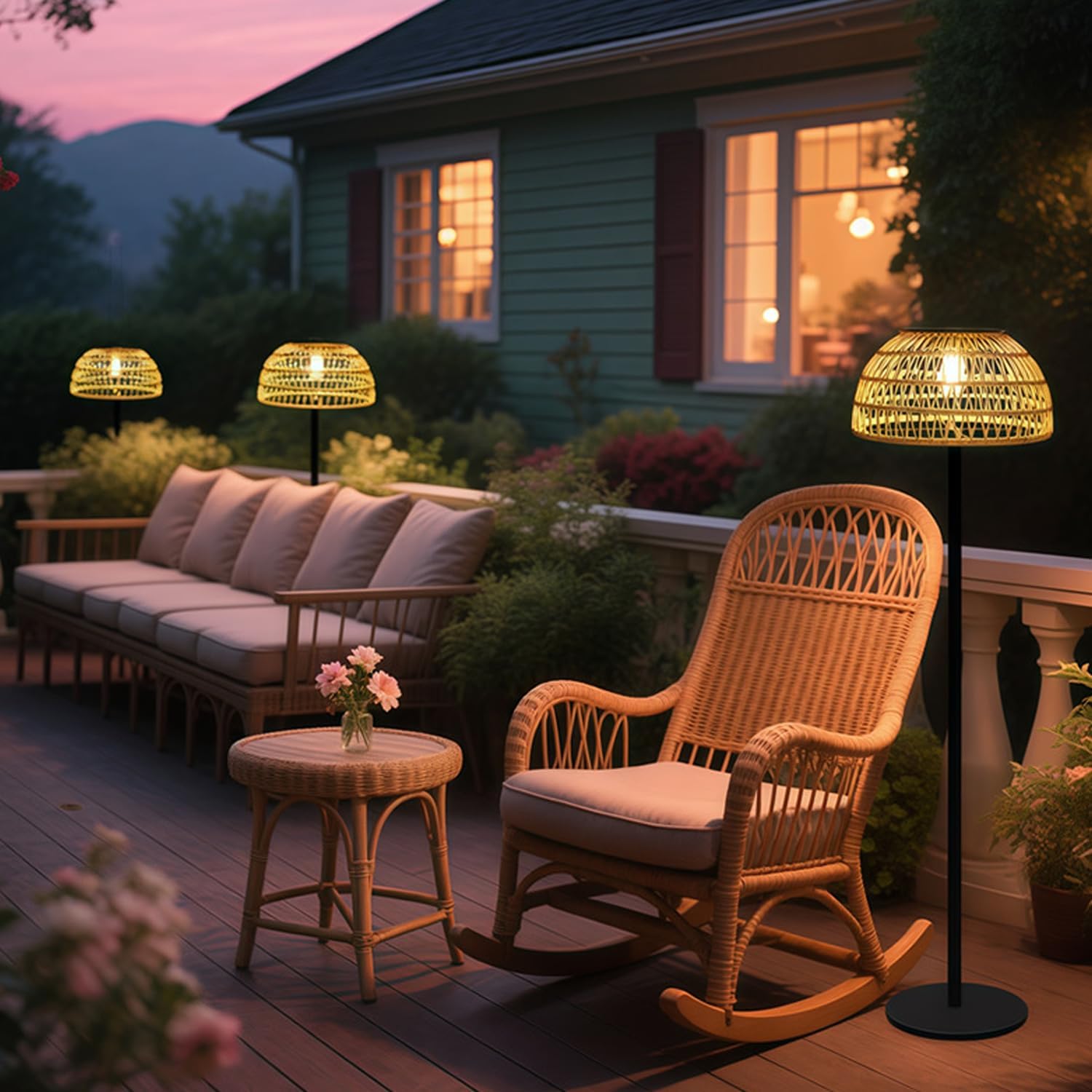 MIXL- Outdoor Solar Floor Lamp, IP44 Waterproof Outdoor Standing Light with Metal Base, USB Rechargeable Floor Lamp, Solar Waterproof Lamp, Outdoor Lamps for Patio, Porch, Garden, Yard