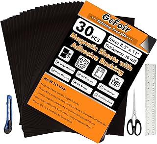 Magnetic Sheets with Adhesive Backing 8.5 x 11 Inch, 30 Packs 30 Mil Flexible Magnet Sheets, Adhesive Magnetic Sheets for Dies Storage, Photos, Fridge, Crafts, Peel and Stick Magnets
