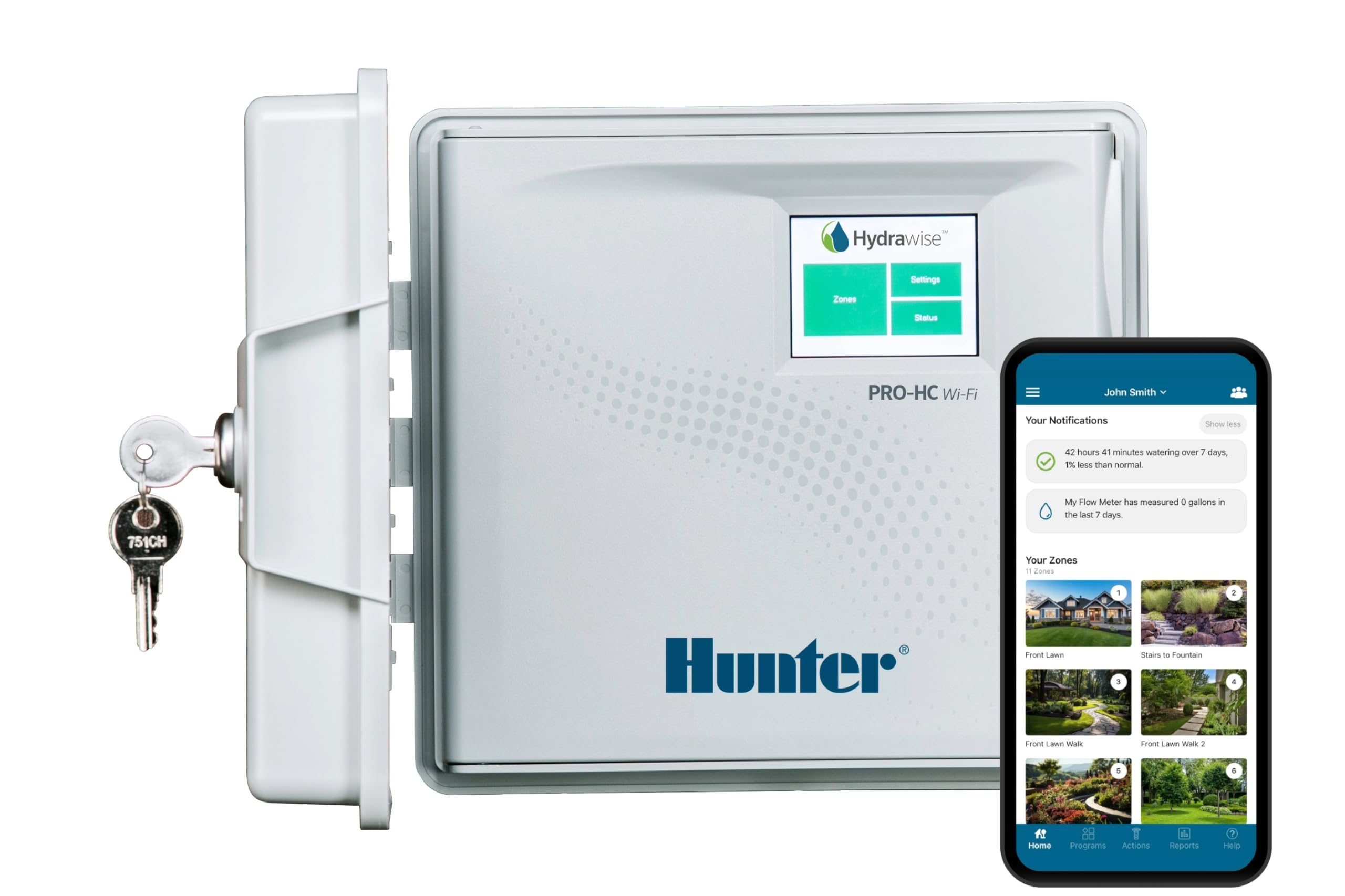 Photo 1 of Hunter PRO-HC600 Smart WiFi Irrigation Controller, 6 Zone Outdoor & Indoor Sprinkler Timer, Hydrawise App Compatible, Weather-Based Scheduling, Flow Sensor Ready, Touchscreen