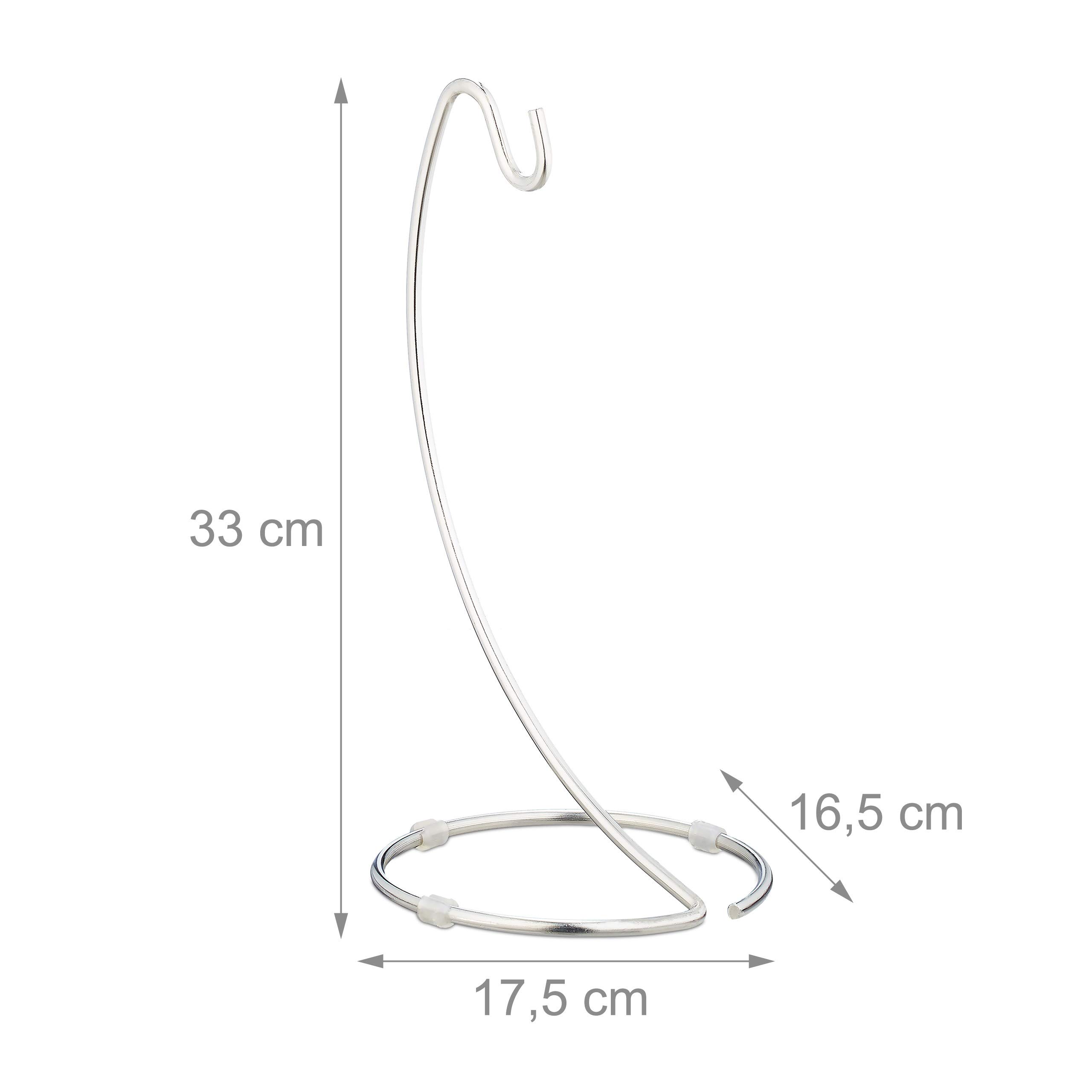 Relaxdays Porta Banane con Base Rotonda, Gancio Appendi Banane, Fruttiera, Stand per Uva, Ferro Cromato, Argento