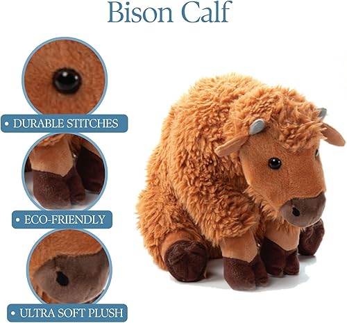 Miniatura 2 de The Petting Zoo Peluche de bison de becerro, regalos para niños, animales salvajes de la vida silvestre Onez, juguete de peluche de bison de