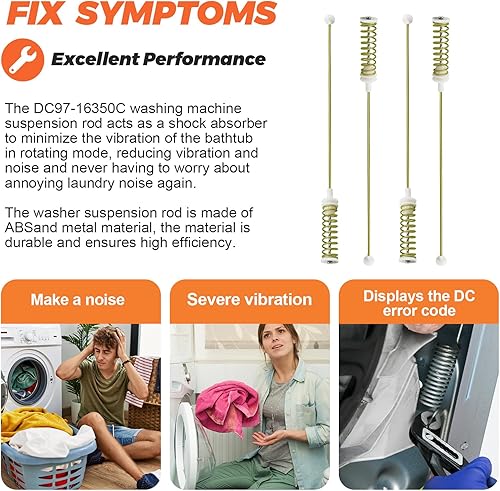 Miniatura 4 de Beaquicy - Kit de varillas de suspensión para lavadora DC97-16350C (actualizado 2025) (paquete de 4) - Reemplazo para arandelas Samsung - Reemplaza