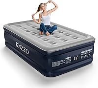 KNZZO Twin 18" Air Mattress with Built-in Pump - Waterproof Quick-Inflate Bed for Guests, Camping, Home Use