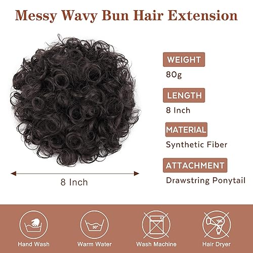 Miniatura 6 de Matthia Extensiones de cabello rizado ondulado con cordón para mujeres negras, extensiones de cola de caballo sintéticas sueltas grandes y rizadas,