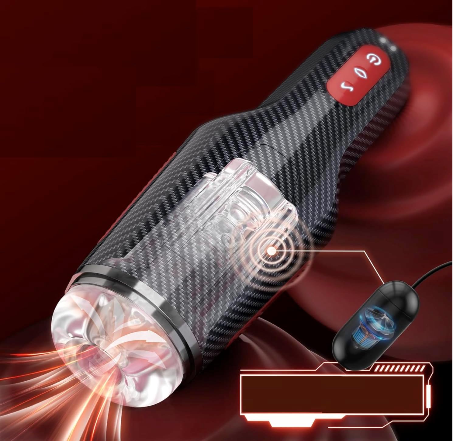 Heated Male Masturbator with internal components and separate vibrating bullet