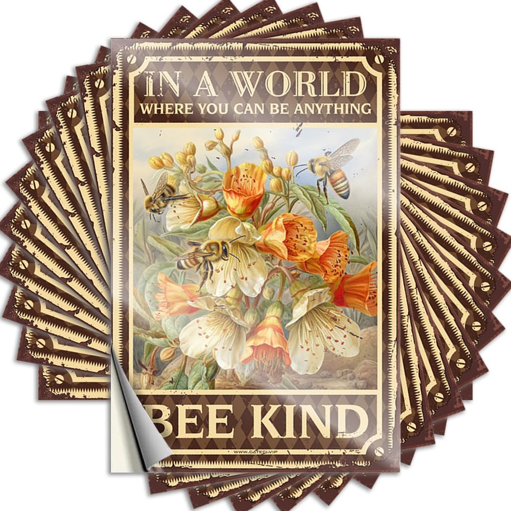 in A World Where You Can Be Anything Bee Kind Vintage Funny Patio Decor - Tattoos Window Removable Vinyl Decal(6X9CM)