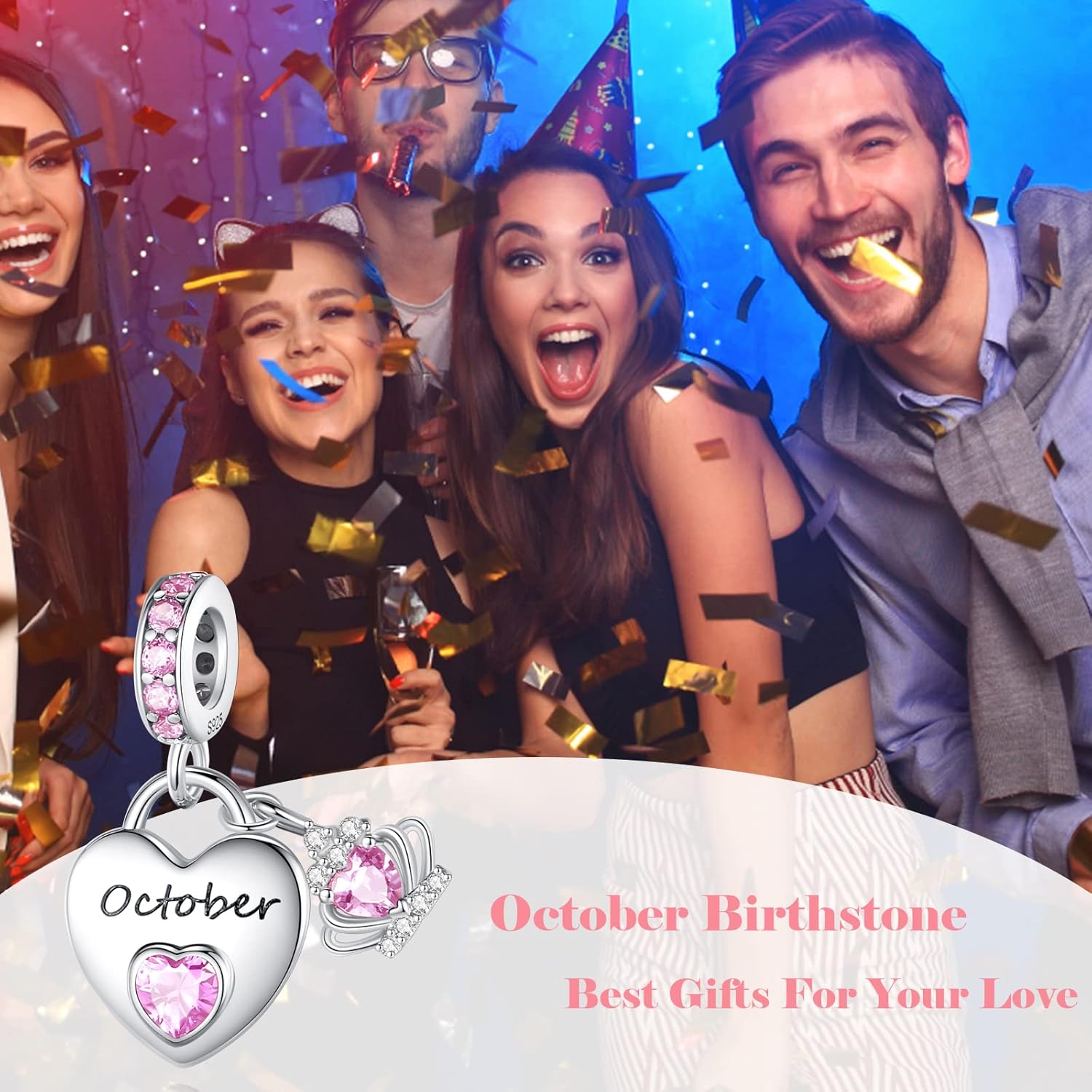 Birthstone Charms for Charms Bracelet: 925 Sterling Silver Heart Dangle Charms for Bracelets and Necklaces, Birthday Mother's Day Christmas Gifts For Women. - Image 4