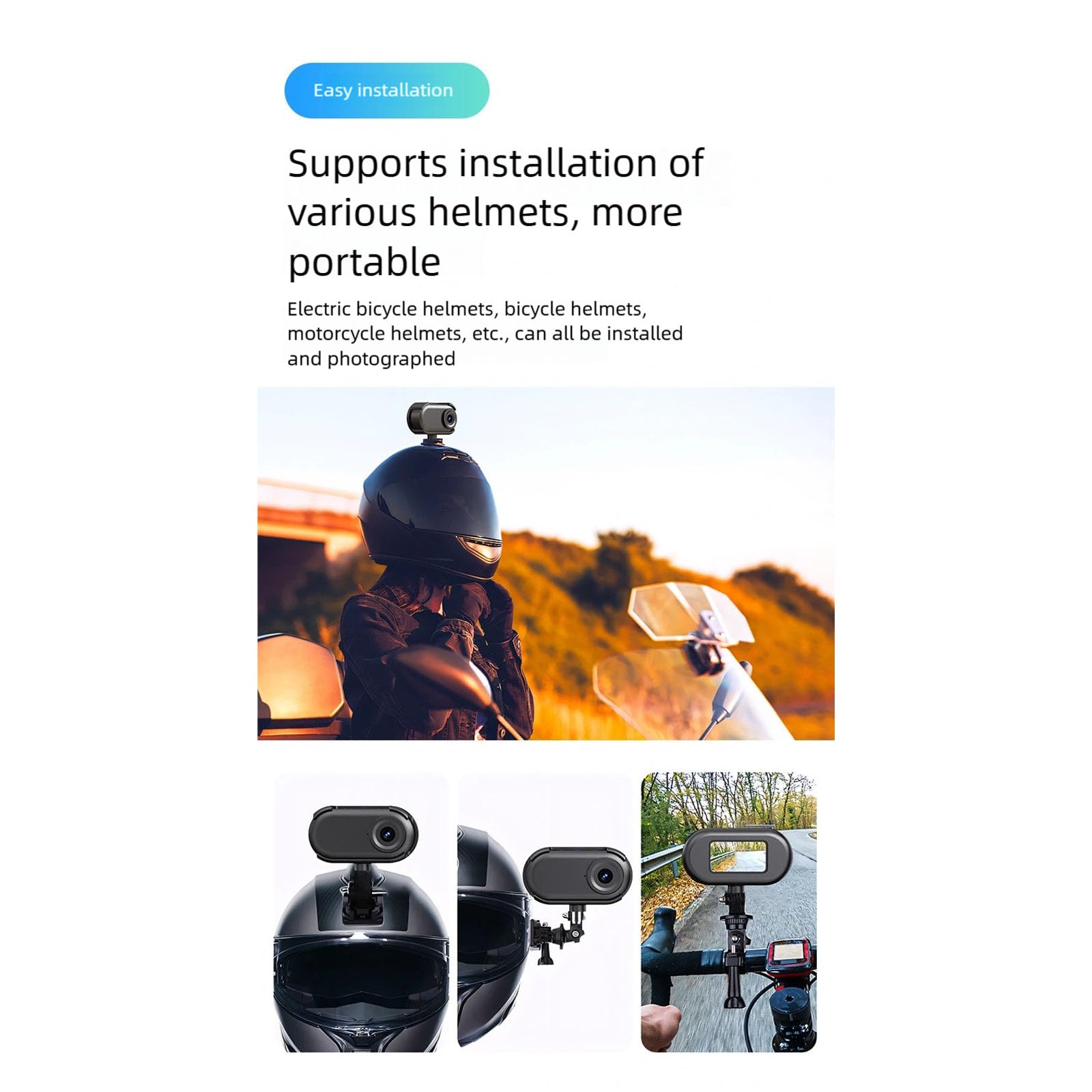 Dispositivo portatile elegante 1080P adatto per sport all ' aperta, osservazione della fauna selvatica e ciclismo Fotocamera sportiva trasportabile estrema per ciclismo