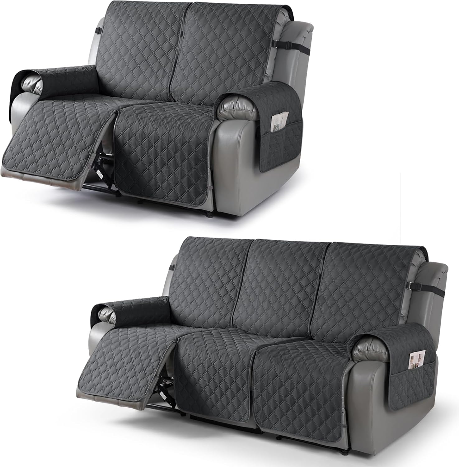 TAOCOCO 100% Waterproof Loveseat Recliner Cover & Recliner Couch Cover(Charcoal Gray)