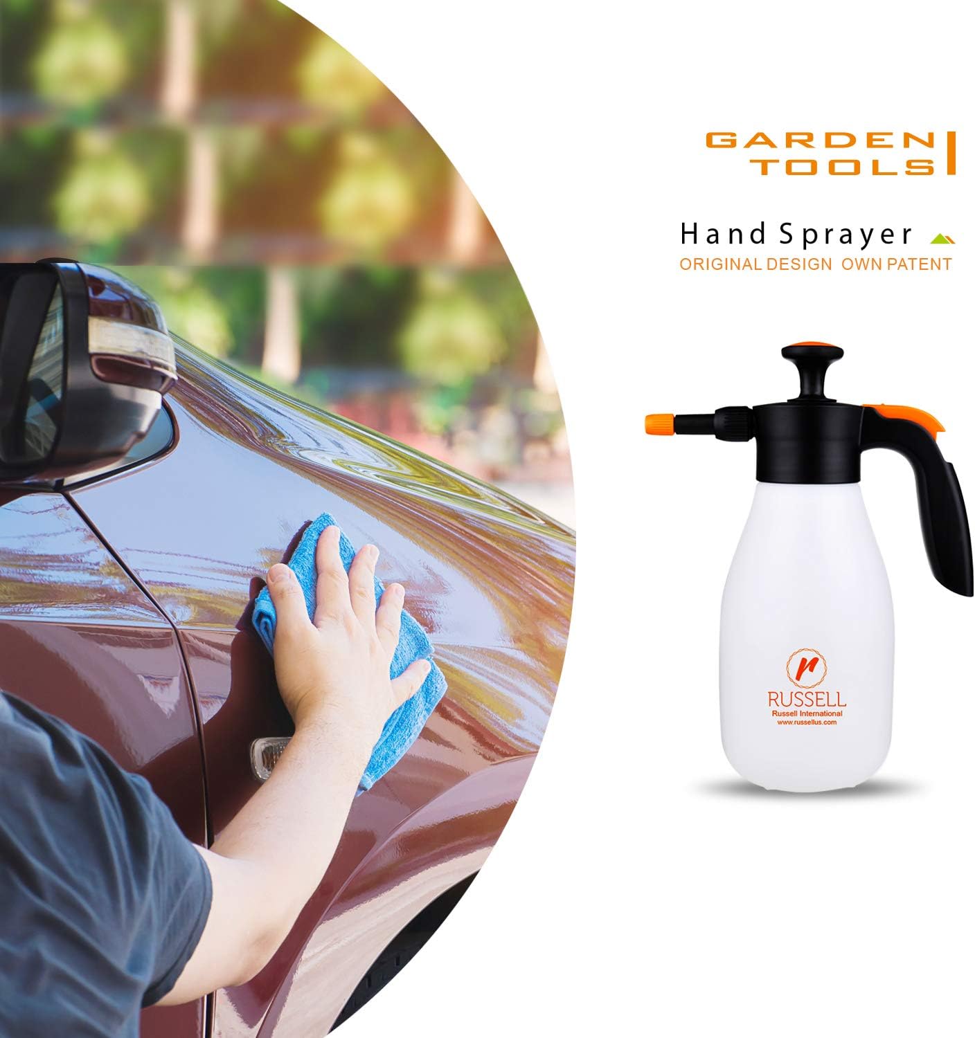 Russell-1010, 1 Liter, Pressure Sprayer, Handheld Heavy Duty Multi Sprayer, One Hand Ergonomic Grip, Gardening, Fertilizing, Cleaning, Indoor, Window Tint and General Use Sprayer