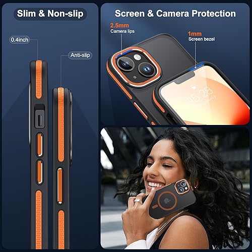 Miniatura 6 de JAME Funda magnética para iPhone 13 y iPhone 14, compatible con magnético protección de grado militar a prueba de golpes Funda delgada