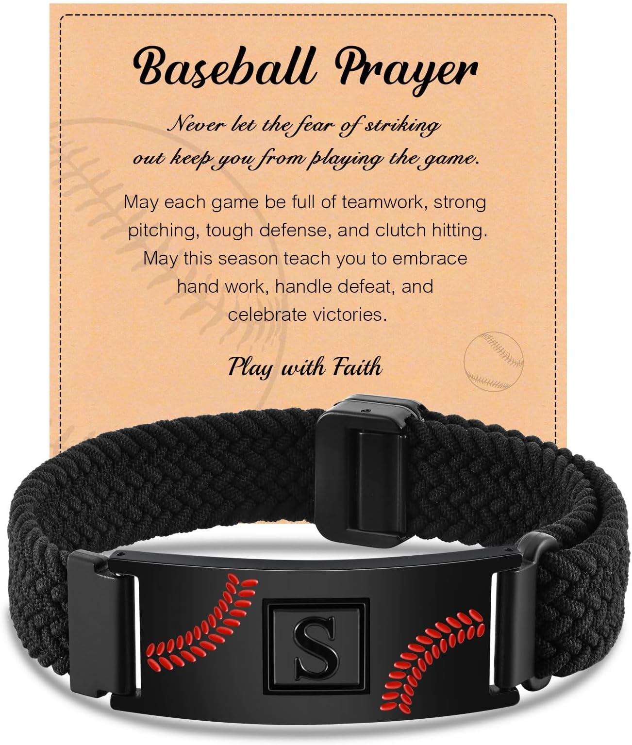 Baseball Initial Bracelets for Boys Men - Adjustable Elastic Stretch Strap Letter Bracelet Personalized Baseball Charm Bracelets for Teen Inspirational Jewelry Gifts Idea for Players Team Lovers Boys
