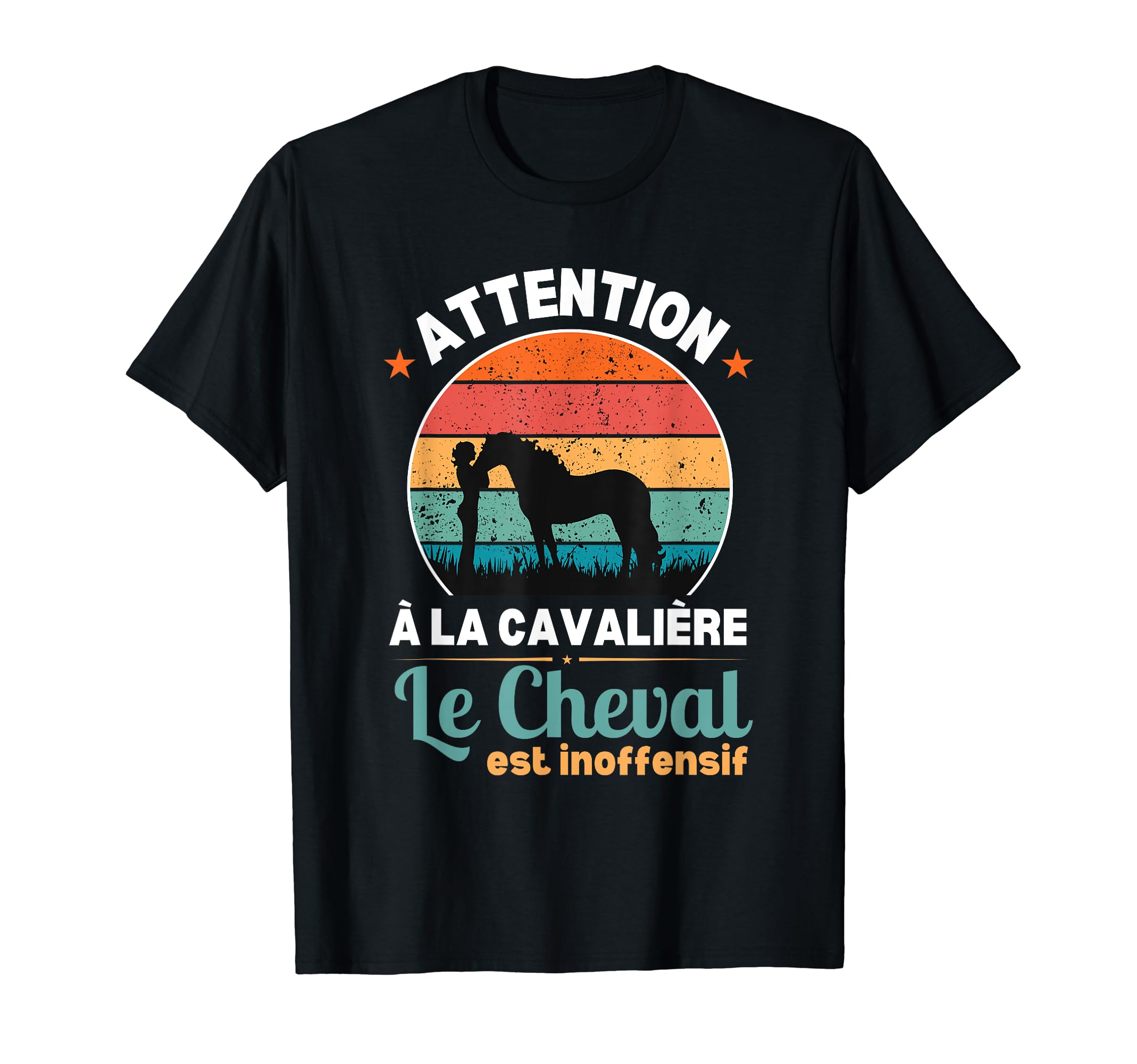 Sweat à Capuche Cheval - Attention à La Cavalière Le Cheval Est Inoffensif
