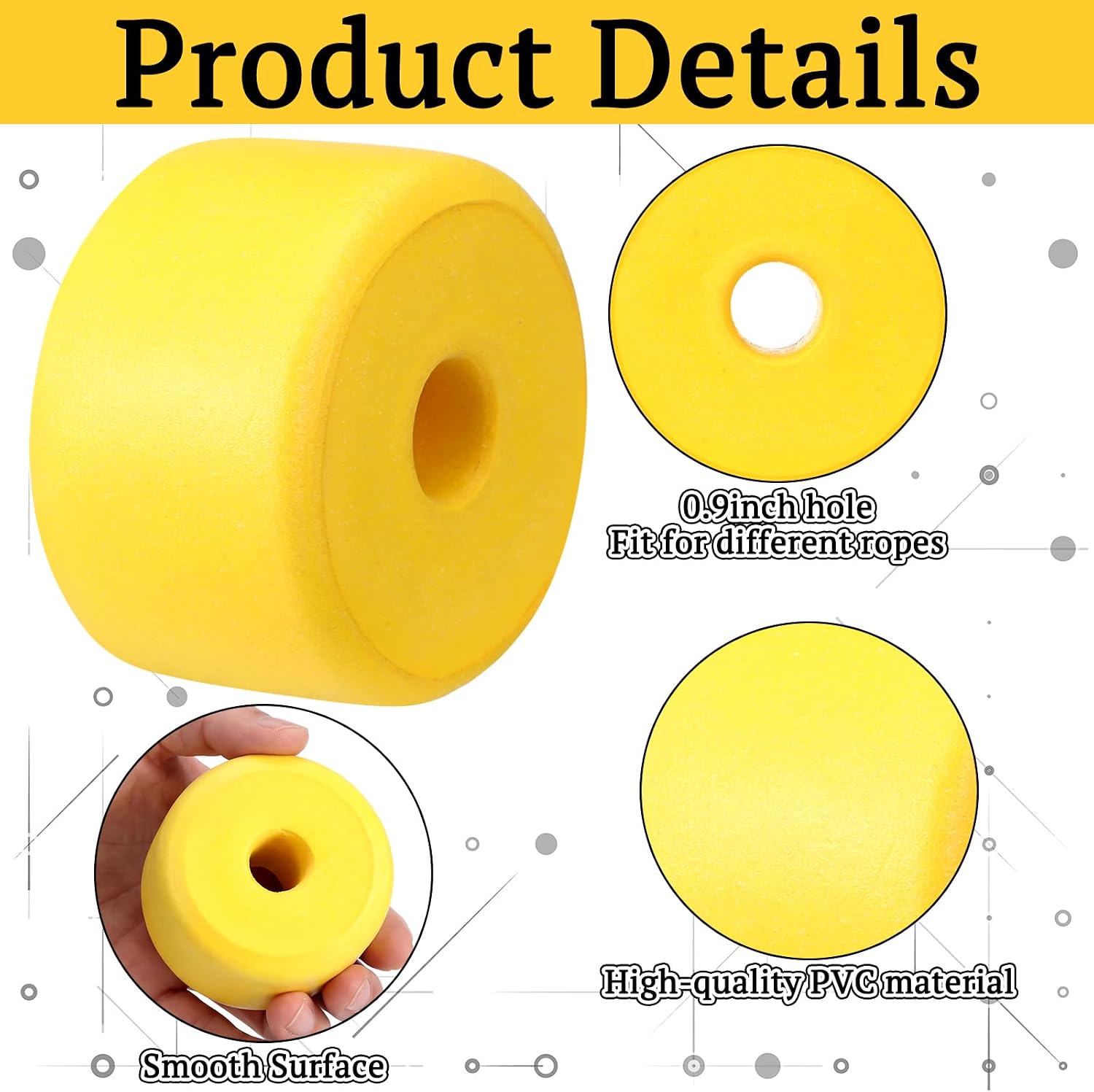 Konohan 8 Pcs Deep Water Fishing Float 3.3 x 2.2 Inch Marker Buoys Rope Floats Marine Fishing for Trail Markers Kayak Crabbing Trail Dock Swim Pool