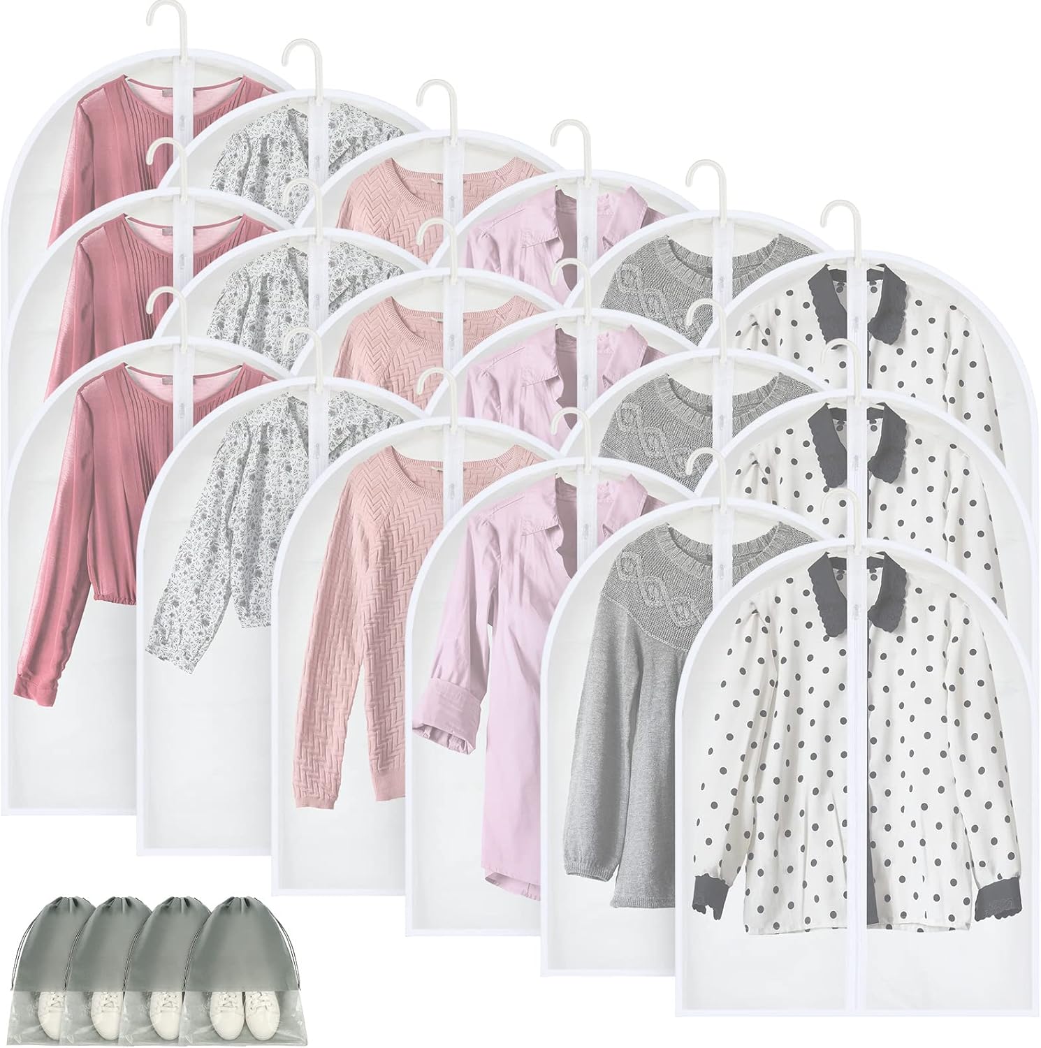 18 Pieces Clear Hanging Garment Bag Full Zipper Suit Bags