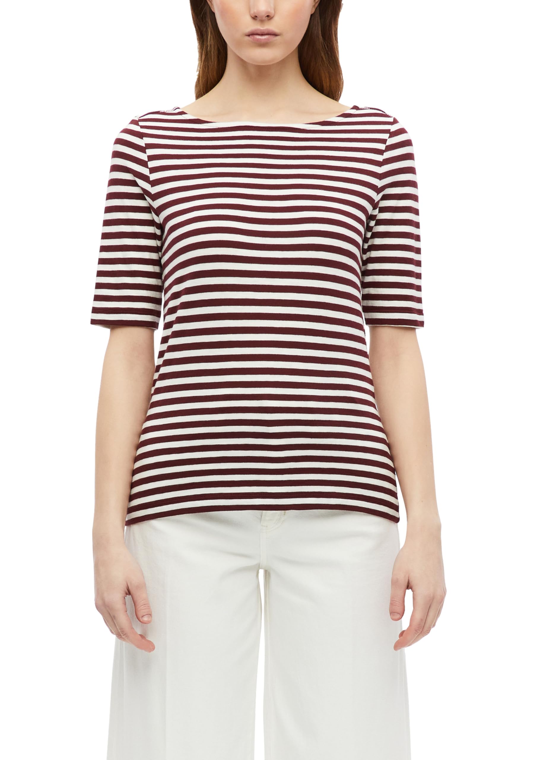 s.Oliver Women's 2180833 Flame Yarn Striped T-Shirt (Pack of 1), red, 14