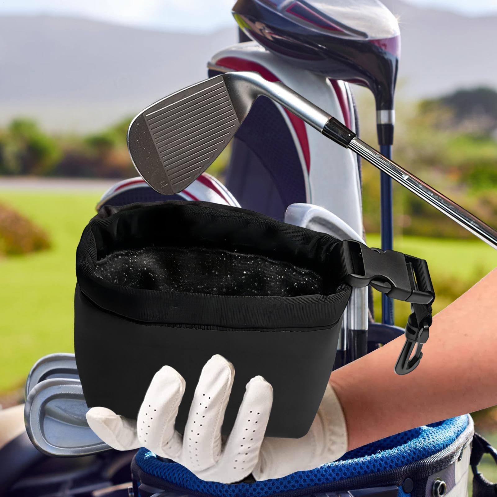 Sacca Per La Pulizia Delle Mazze Da Golf, Tasca Per La Pulizia Della Sacca Per La Pulizia Delle Palline Da Golf, Scrub Profondo Staccabile Da Uomo, Staccabile E Portatile Multifunzionale, Colore Nero,