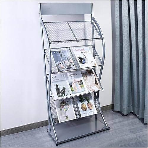 Miniatura 1 de Estante de revistero comercial, estante de exhibición de literatura de folleto de hierro negro para bibliotecabancoaeropuertos, con bolsillo de