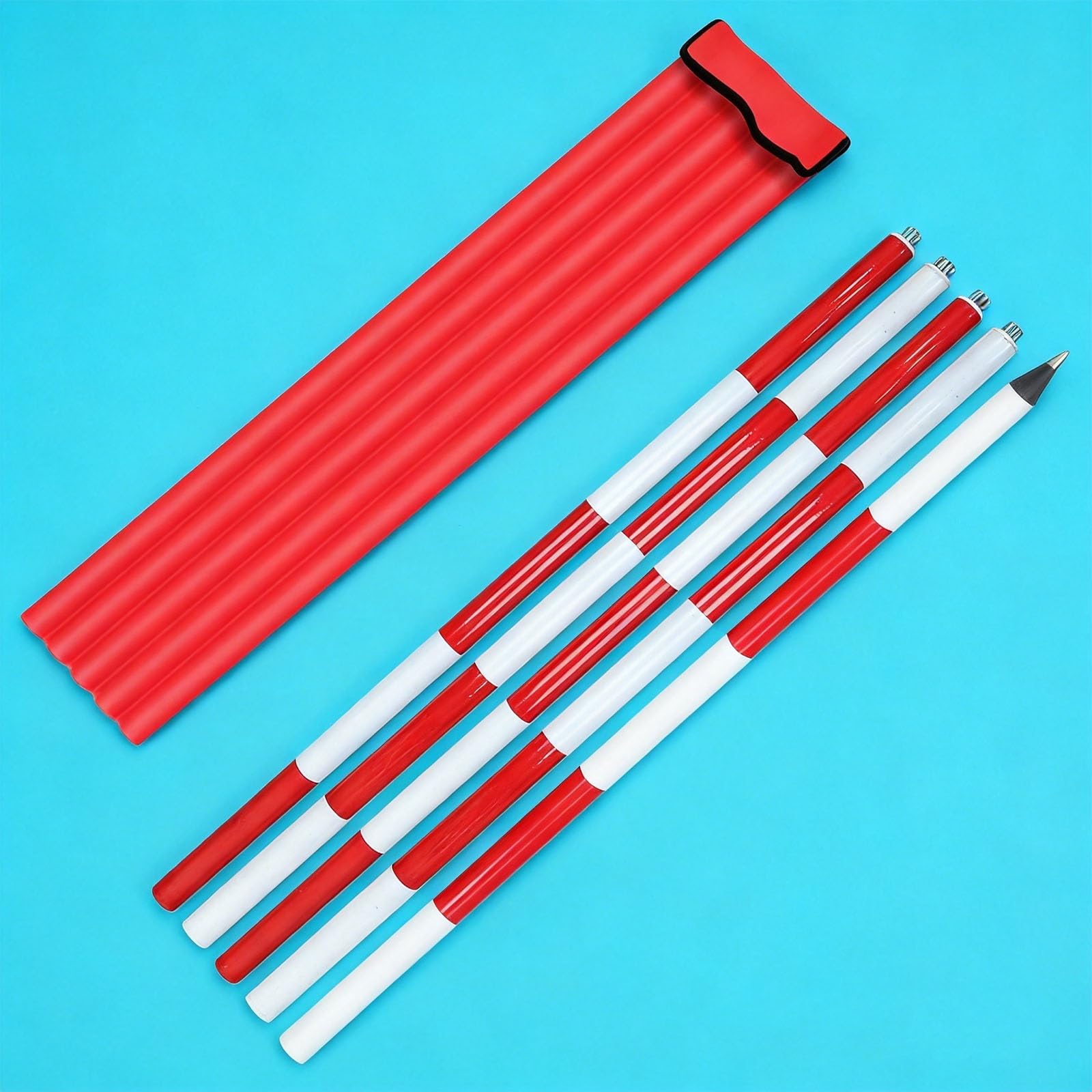 Aluminum Prism Pole – Detachable Centering Rod 2/3/5M with Storage Bags, Heavy-Duty Surveying Range Pole for Site Survey, Construction Marking & Engineering Work(5m/16.4ft)