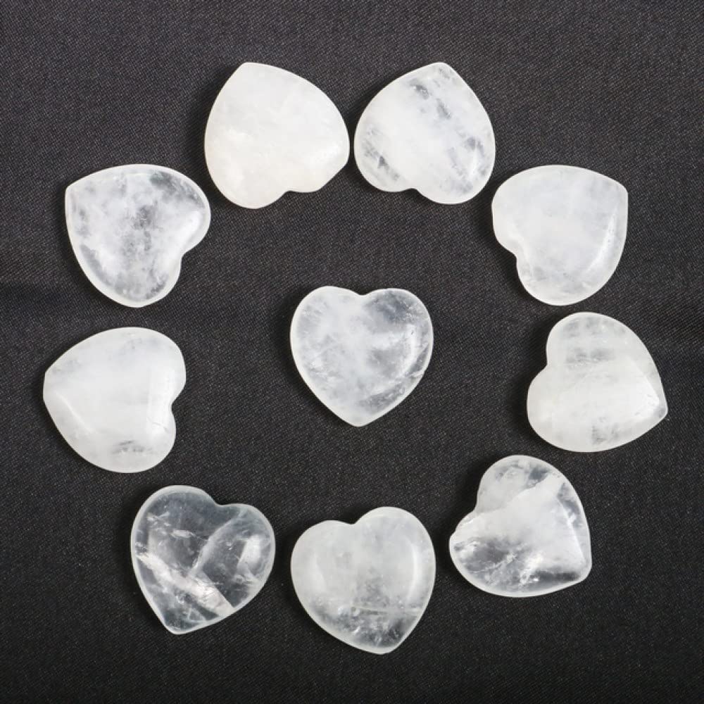 10 unid/Set Piedras de Cristales en Forma de corazón Natural Mini 2 cm Adornos Reiki Cuarzo Rosa 7 Chakras Piedras Preciosas de energía Decoración para el hogar, Cuarzo Transparente, 10 Piezas