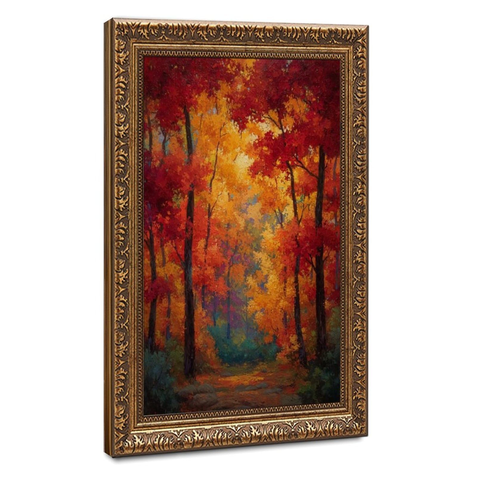 Bareronor Off-White Fiery Autumn Colors Forest Canvas Poster Bedroom Decor Landscape Office Room Decor Gift 24" L X 36" W