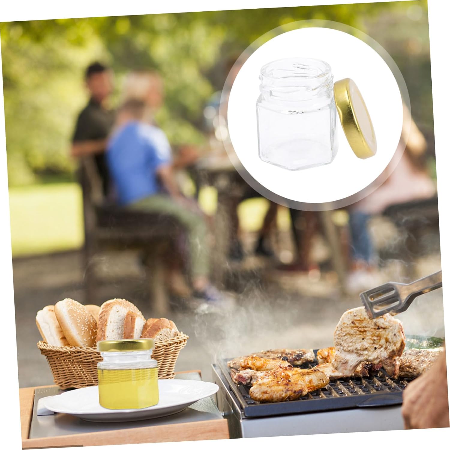 20pcs Small Glass Jars Airtight Lids Hexagon Honey Food Canisters Portable Glass Honey Jar for Spices