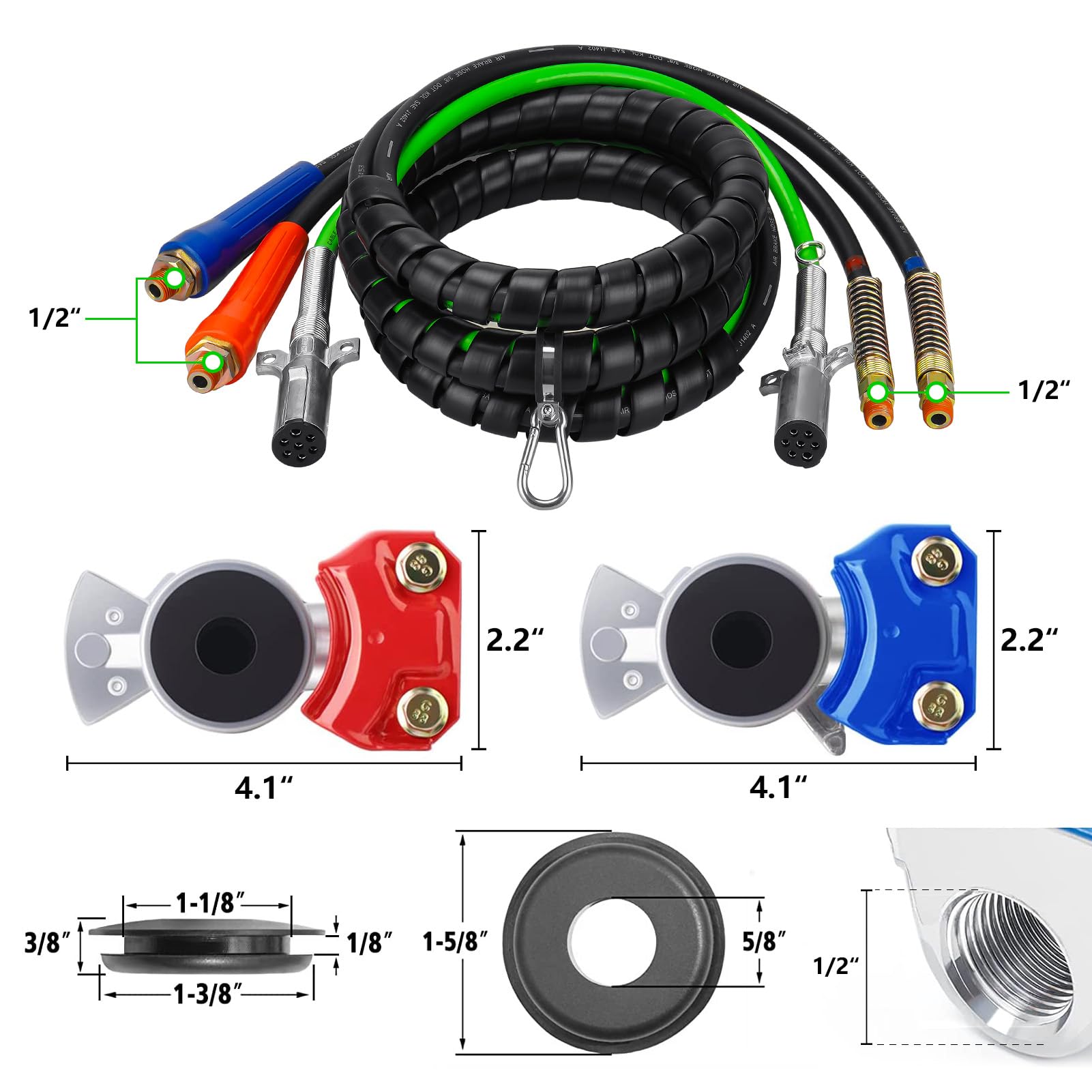 Cavi ABS A 7 Vie Per Camion – Lunghezza 3,7 Metri (12ft) – Longtail 7 Way – Collegamento Elettrico Per Rimorchi E Semirimorchi - 2