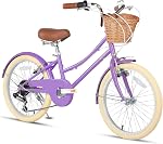 Glerc Missy 20 24 26 Inch Girls Cruiser Bike 6-Speed Hybrid City Bicycle for Youth Over 6 Years Old Teen, Adult Women Beach Cruiser Bike with Wicker Basket & Lightweight, Multiple Colors