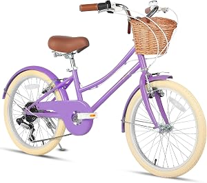 Glerc Missy 20 24 26 Inch Girls Cruiser Bike 6-Speed Hybrid City Bicycle for Youth Over 6 Years Old Teen, Adult Women Beach Cruiser Bike with Wicker Basket & Lightweight, Multiple Colors