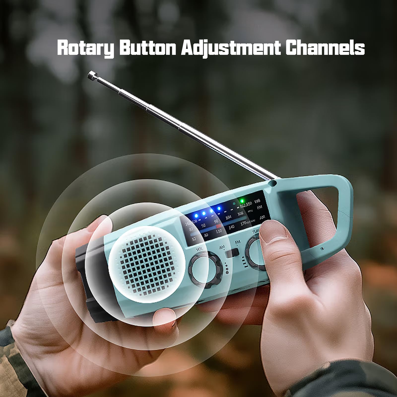 Radio Awaryjne, 2000mAh Radio na Korbkę ładowarka Słoneczna Power Bank Radios USB AM/FM z Alarmem SOS Latarka Małe Radiotelefon Kieszonkowe do Użytku Wewnątrz, Zewnątrz Kempingu