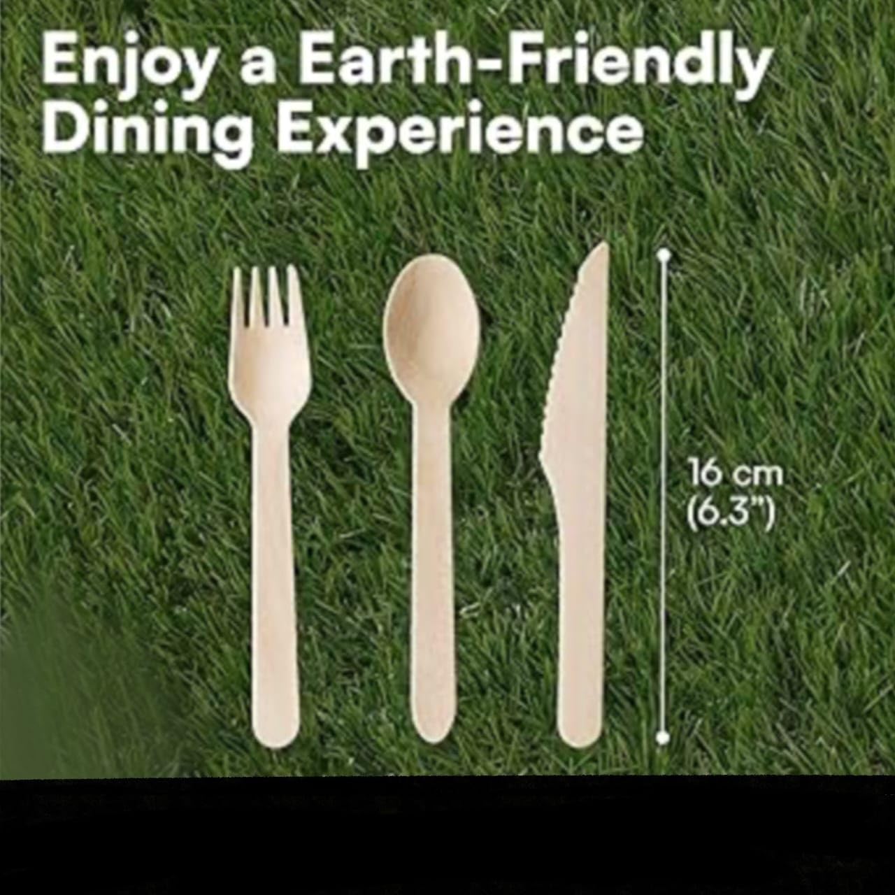 Juego de cubiertos 100 % compostables, 300 utensilios de madera compostables [120 tenedores, 90 cuchillos, 90 cucharas] – cubiertos de madera desechables