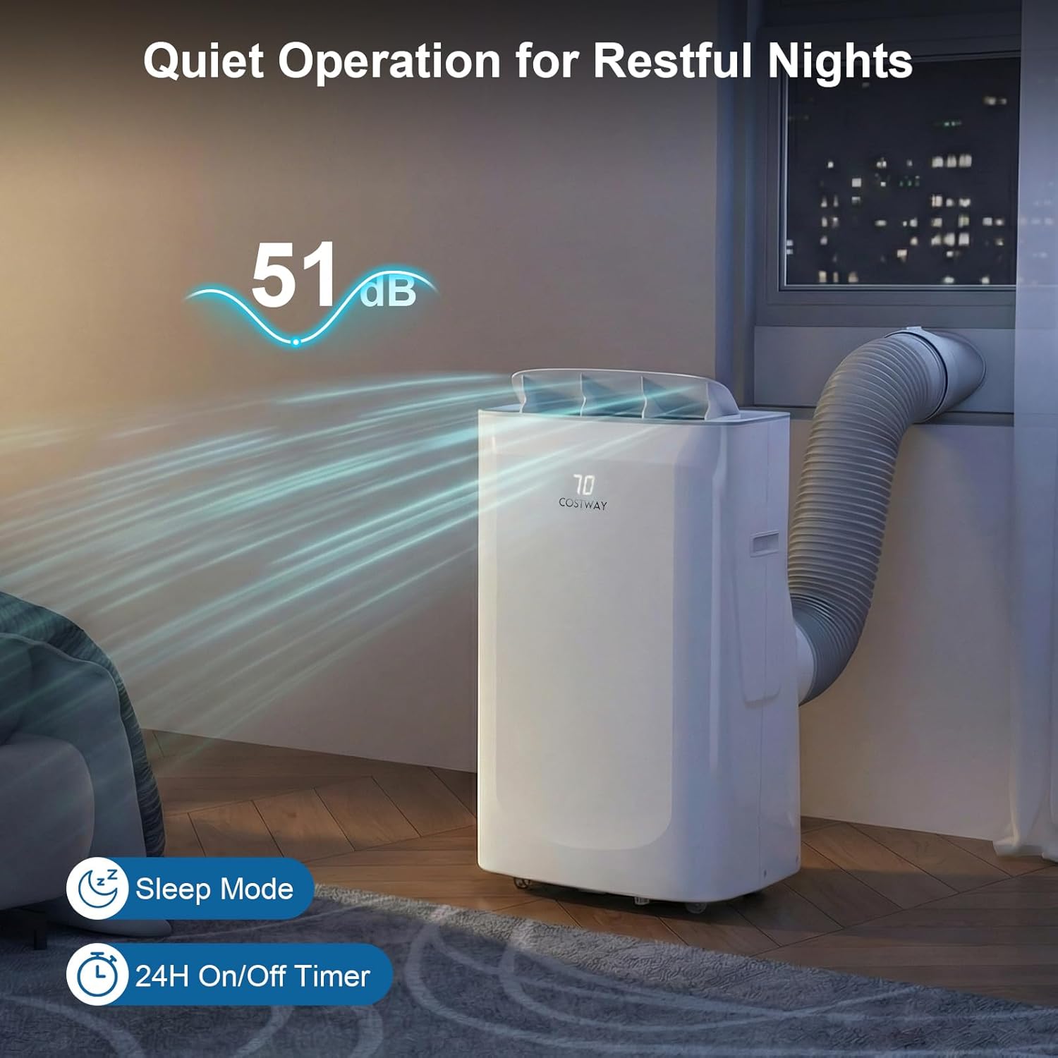 COSTWAY 15000 BTU Inverter Portable Air Conditioner, Smart Wifi Enabled Cooling & Heating Unit w/Fan, Dehumidifier, Auto Swing, Sleep Mode, 24H Timer, Remote Control & Window Kit, Cool Up to 750 Sq.Ft