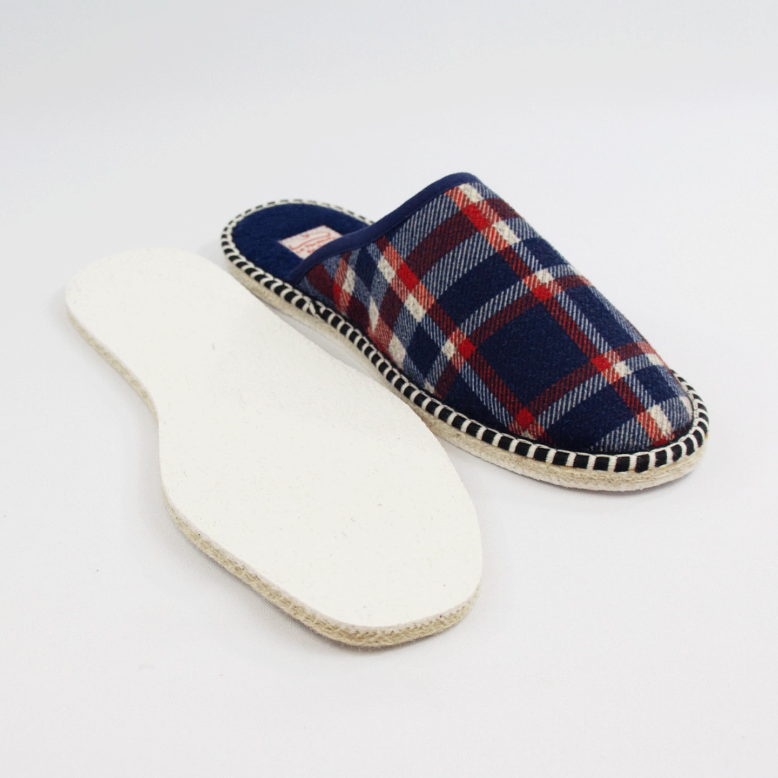 Mules Mixte style charentaise couleurs Bleu - MIF - Mule en coton/laines Pantoufles été - confortables/chaudes - Semelle confortable en feutre tressé antidérapante , Chausson Extérieur/intérieur