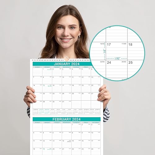 Miniatura 3 de Calendario mensual de pared 2024-13, de enero de 2024 a enero de 2025, calendario con fecha juliana, 22 x 14.6 pulgadas (abierto)