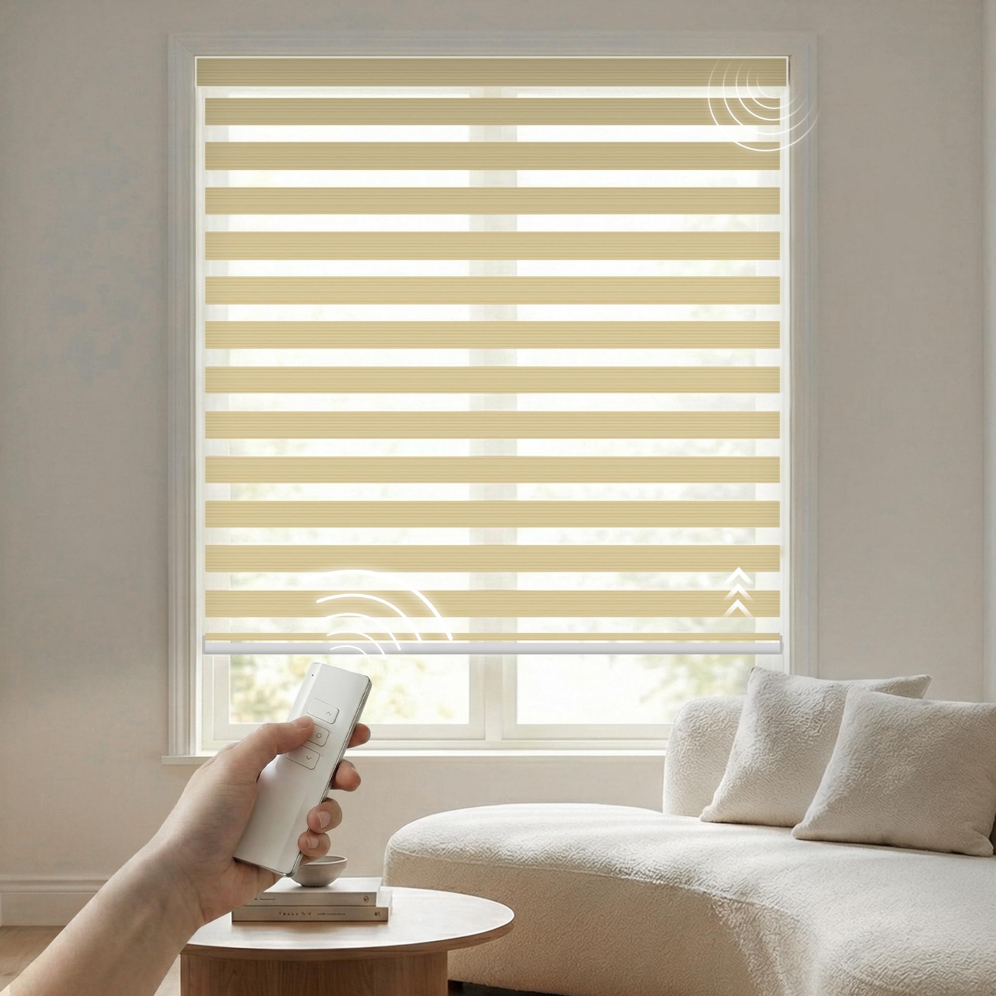HIPPO Motorized Zebra Blinds, Rechargeable, Wireless Single