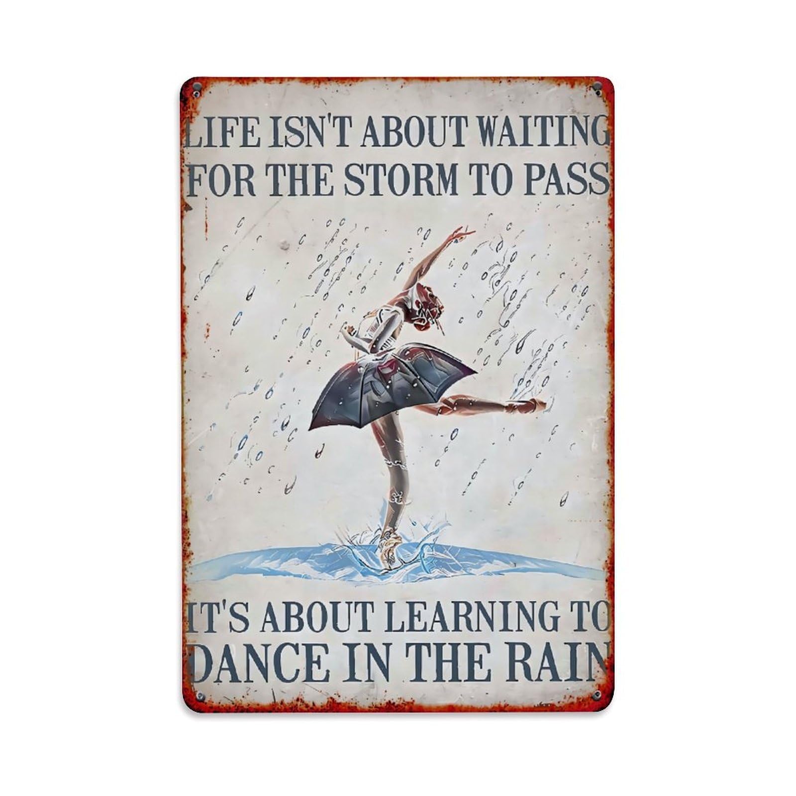 Bliveurn Vintage Dancing Woman In Rain Storm Retro Metal Tin Sign, Metal Poster For Home, Gaming Room, Studio Workshop,Bar,Garage Wall Art Decor 8X12 Inch
