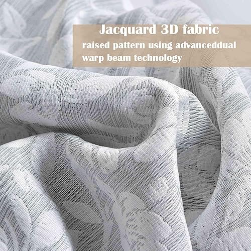 Miniatura 2 de Nanko Juego de funda de edredón tamaño Queen, diseño floral de ramas de árbol gris, funda de edredón de microfibra de lujo con cierre de cremallera