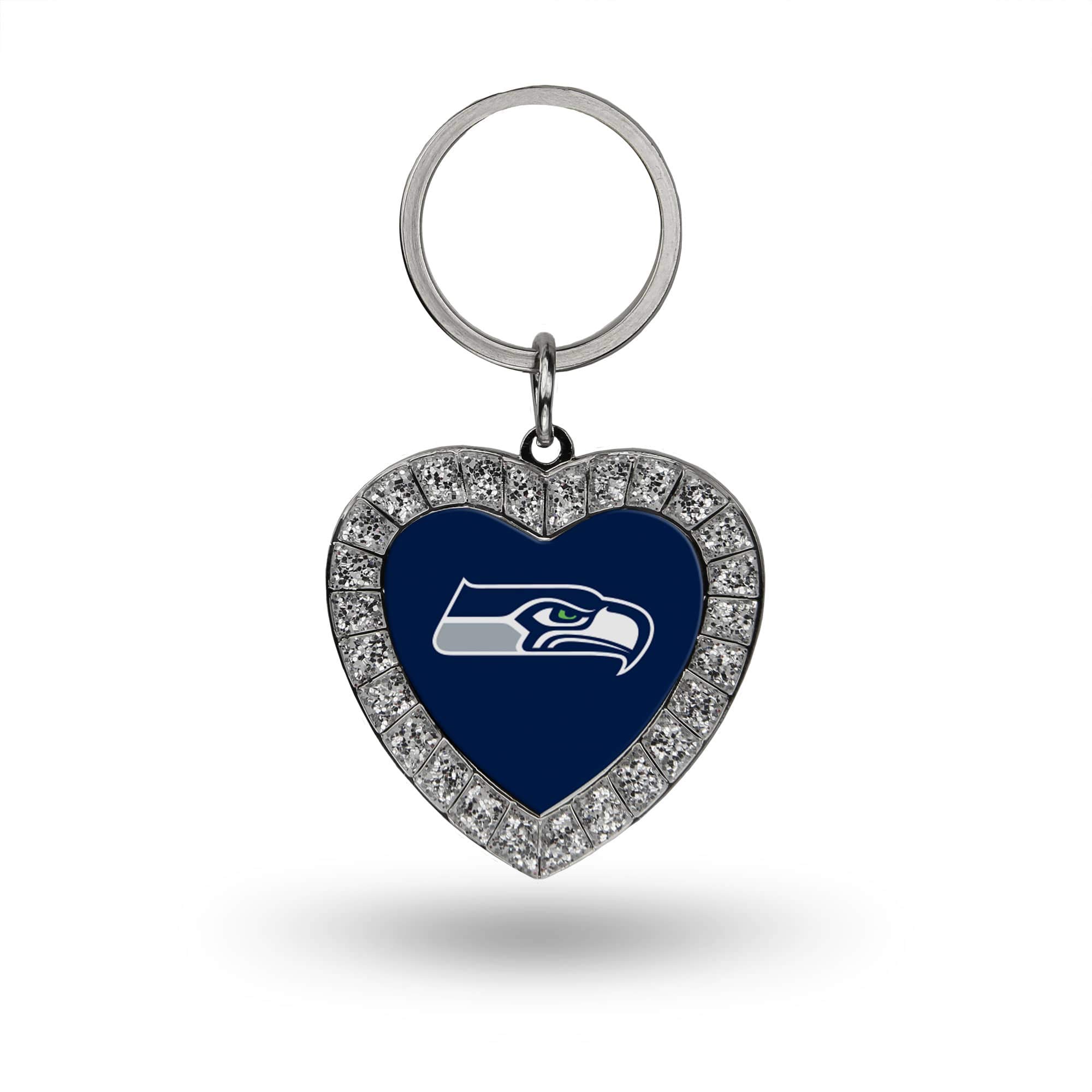 Rico Industries NFL Seattle Seahawks Metal Rhinestone Heart Keychain