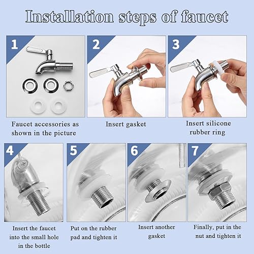 Miniatura 8 de Evanda Dispensador de bebidas para fiestas, dispensador de bebidas de 1 galón para varias fiestas y eventos sociales con grifos de acero inoxidable