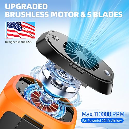 Miniatura 2 de Zeadio Ventilador de clip de cintura, 3 velocidades, 6000 mAh, funciona con pilas, manos libres, ventilador de collar con función de carga, para