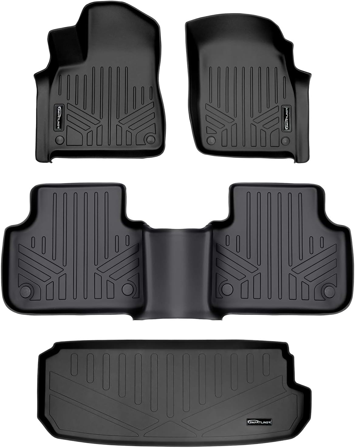 SMARTLINER Custom Fit Floor Mats 2 Rows and Cargo Liner Behind 3rd Row Set for 2017-2025 Audi Q7 / SQ7
