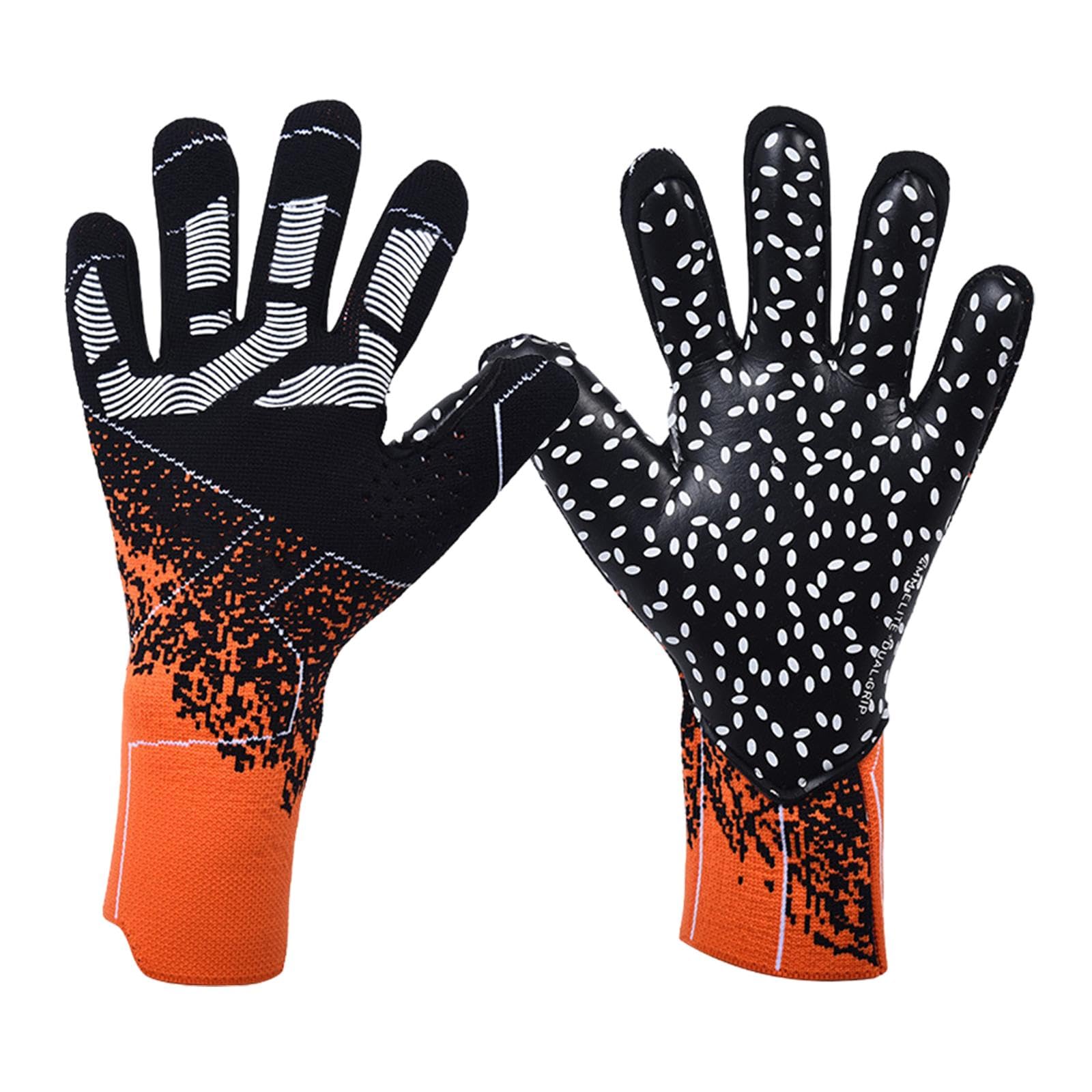NIVAA Football Goalkeeper Gloves Thickened High Performance Sport Goalie Gloves orange and black-image-7