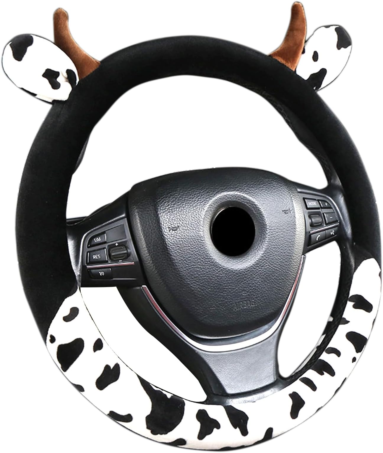 Cow Print Steering Wheel Cover, Universal 14.5 to 15 Inch