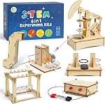 ADUSRIZ 6 en 1 STEM Kits pour les enfants, Kit en bois pour les garçons de 8 à 12 ans, Science 3D Puzzles Projets, Construction en bois Packs d'activités pour enfants Jouets Cadeaux pour 5 6 7 8 9 10 11 12 Trousses d'artisanat pour les jeunes garçons de l'année