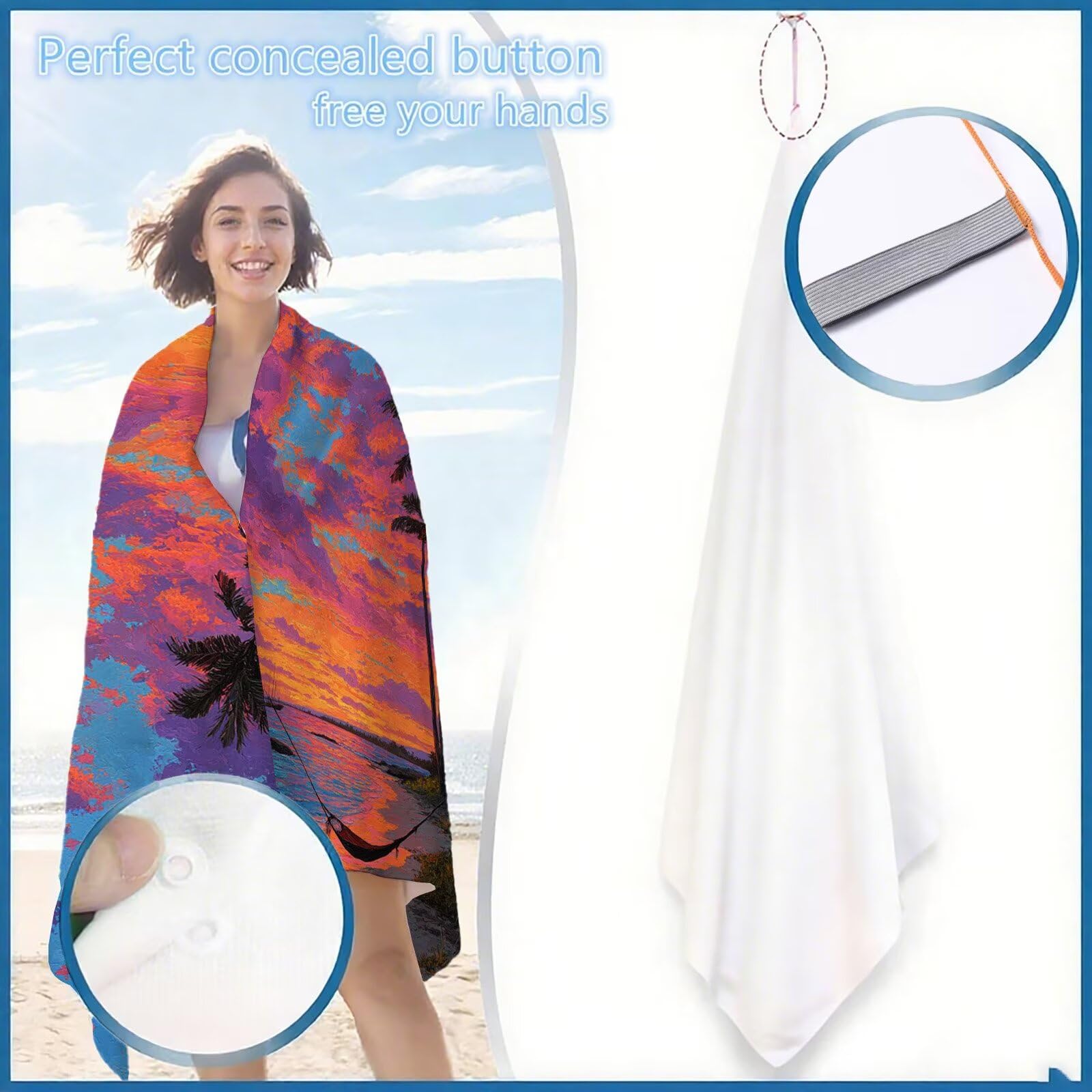 Mikrofaser Strandtuch 100x200cm, Sonnenuntergang Strandtuch Sommer Saunahandtuc 2 Stück Stranddecke Sandfrei, Schnell Trocknendes, Saugfahiges Strandmatte für Reise Urlaub Schwimmen Camping OC-577